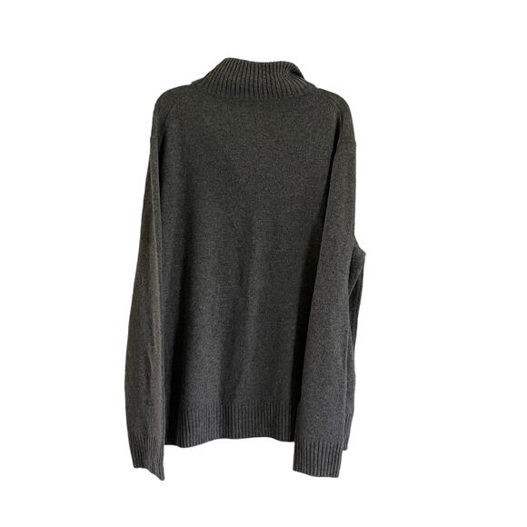 J. Crew Men's Quarter Zip Solid Grey Mock Neck Long Sleeve Sweater 60% Wool - Picture 8 of 9